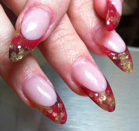 red pointy orange tree gel acrylic nails toronto ontario