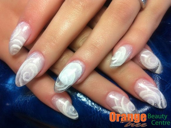 Winter 2013 Nail Design Acrylic Pointy, Square Nails WHITE